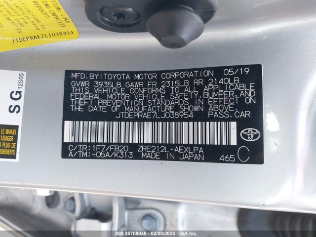 Toyota COROLLA LE 2020 JTDEPRAE7LJ038954 Image 9