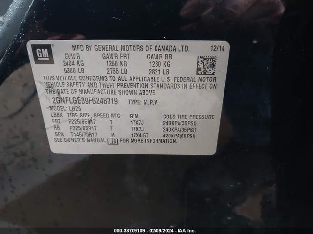 Chevrolet Equinox 2lt 2015 2GNFLGE39F6248719 Image 9