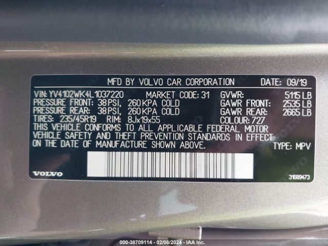 YV4102WK4L1037220 Volvo V60 Cross Country T5