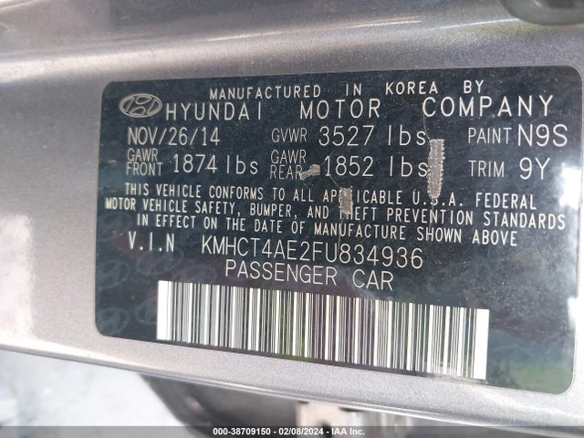 Hyundai ACCENT GLS 2015 KMHCT4AE2FU834936 Image 9