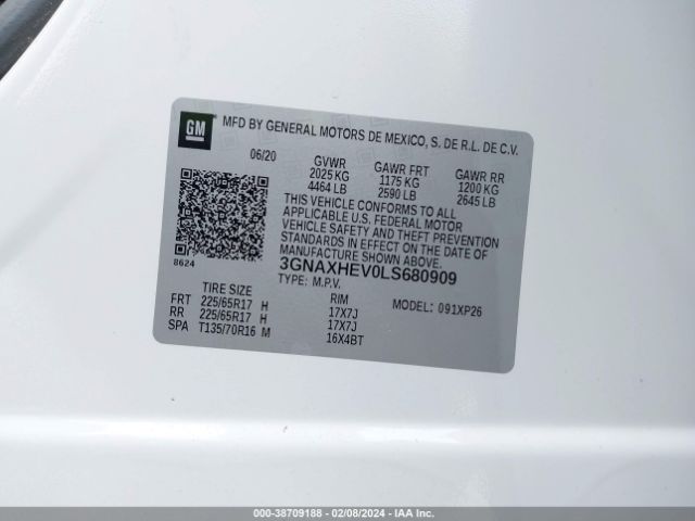 2020 CHEVROLET EQUINOX 3GNAXHEV0LS680909 Photo 8