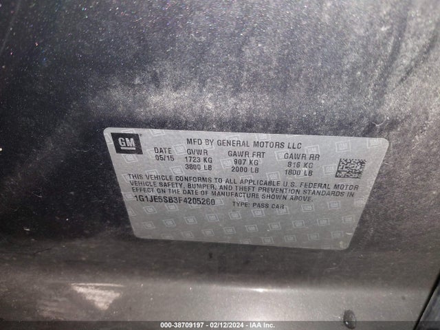 Chevrolet Sonic Ltz Auto 2015 1G1JE5SB3F4205260 Image 9