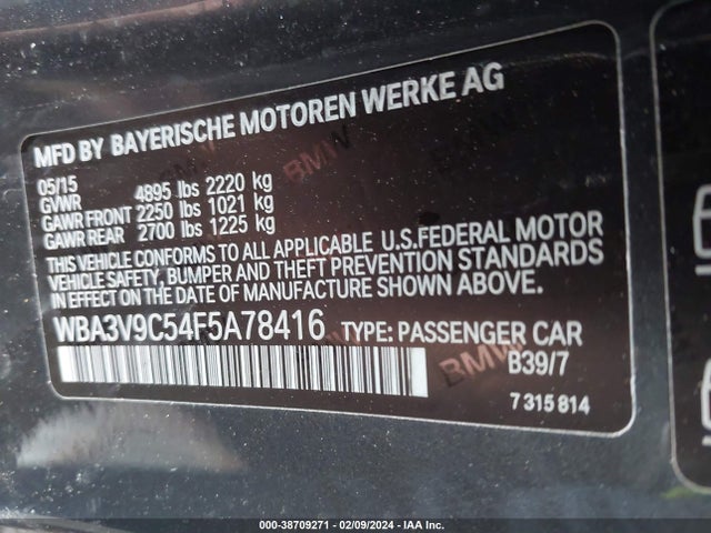 BMW 428i Xdrive 2015 WBA3V9C54F5A78416 Image 9