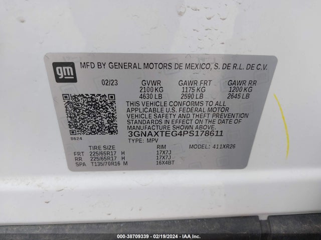 Chevrolet Equinox Awd 2fl 2023 3GNAXTEG4PS178611 Image 9
