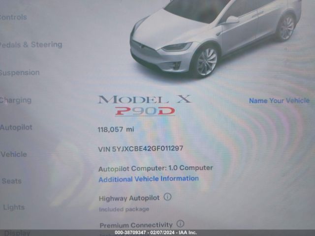 5YJXCBE42GF011297 Tesla Model X 75d/p100d/p90d