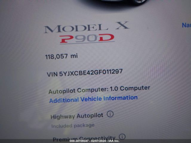 5YJXCBE42GF011297 Tesla Model X 75d/p100d/p90d