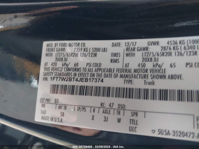 Ford F-250 Lariat 2018 1FT7W2BT4JEB17374 Image 9