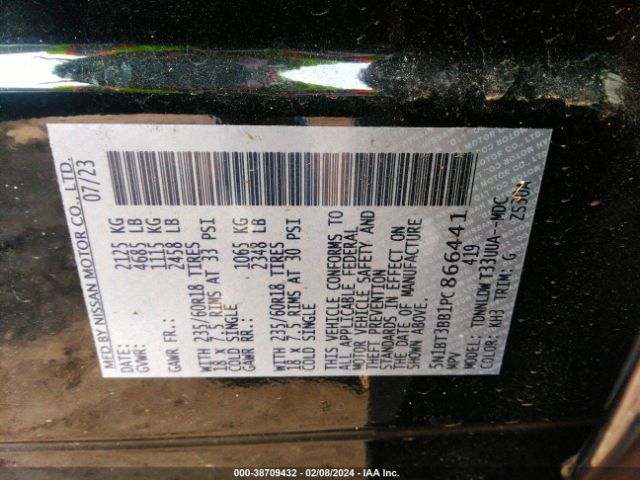 5N1BT3BB1PC866441 Nissan Rogue Sv Intelligent Awd