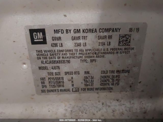 KL4CJASB5KB935790 Buick Encore Fwd Preferred