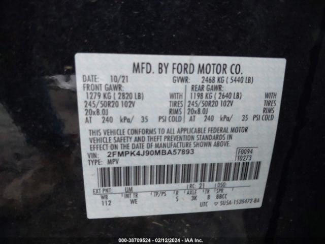 2021 FORD EDGE 2FMPK4J90MBA57893 Photo 8