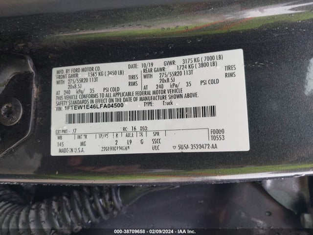 Ford F-150 Xlt 2020 1FTEW1E46LFA04500 Image 9