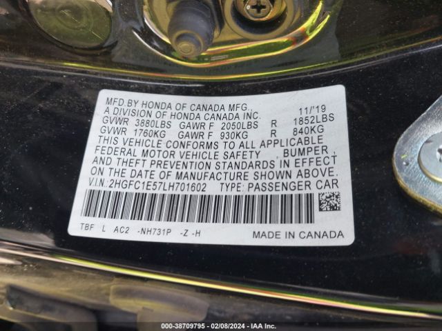 2HGFC1E57LH701602 Honda CIVIC SI SEDAN