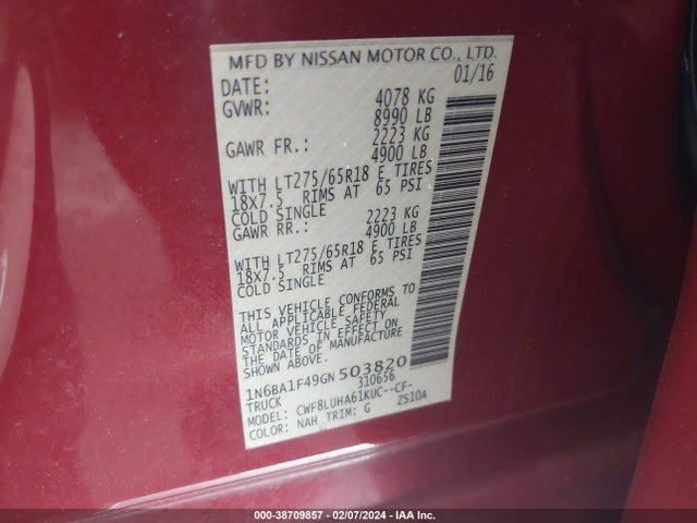 1N6BA1F49GN503820 Nissan Titan Xd Pro-4x Diesel