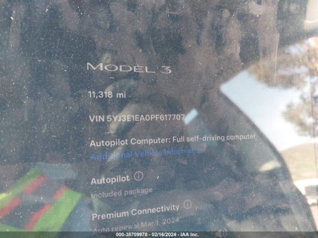 5YJ3E1EA0PF617707 Tesla Model 3 Rear-wheel Drive