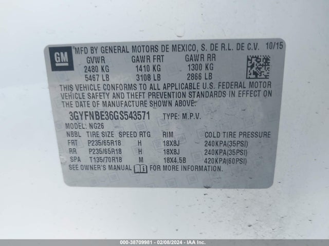 Cadillac Srx Luxury Collection 2016 3GYFNBE36GS543571 Image 9