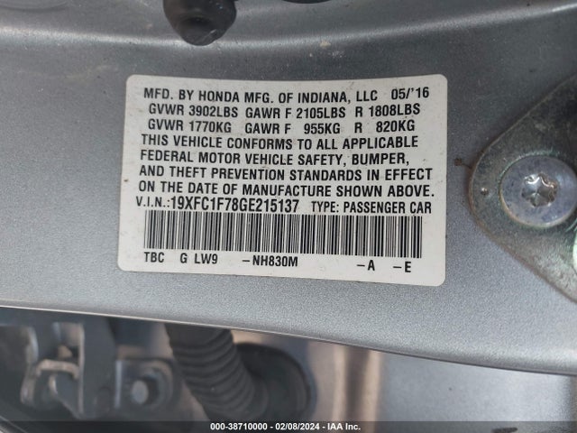 Honda Civic Ex-l 2016 19XFC1F78GE215137 Image 9