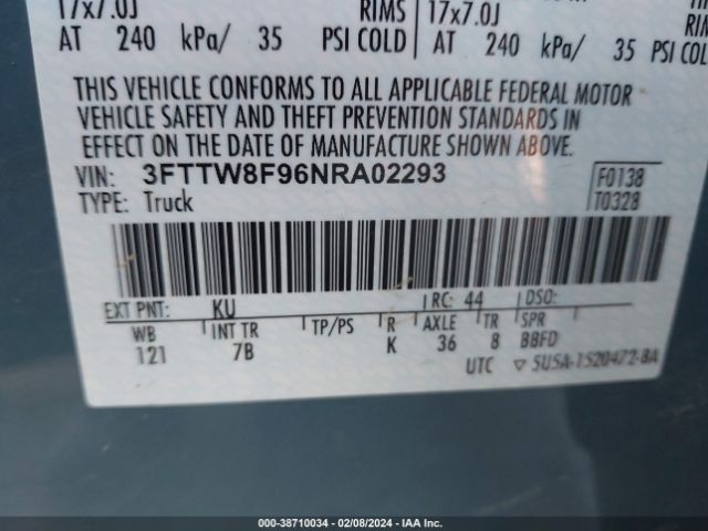 3FTTW8F96NRA02293 Ford Maverick Xlt