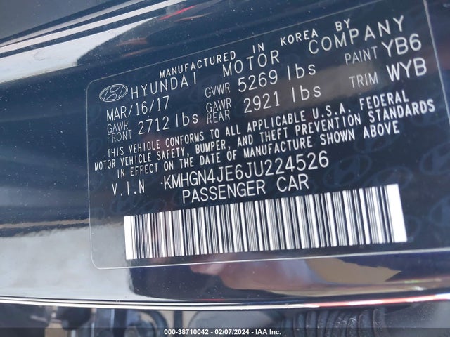 Genesis G80 3.8 2018 KMHGN4JE6JU224526 Image 9