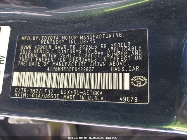 Toyota Avalon Xle Premium 2015 4T1BK1EB5FU182827 Image 9