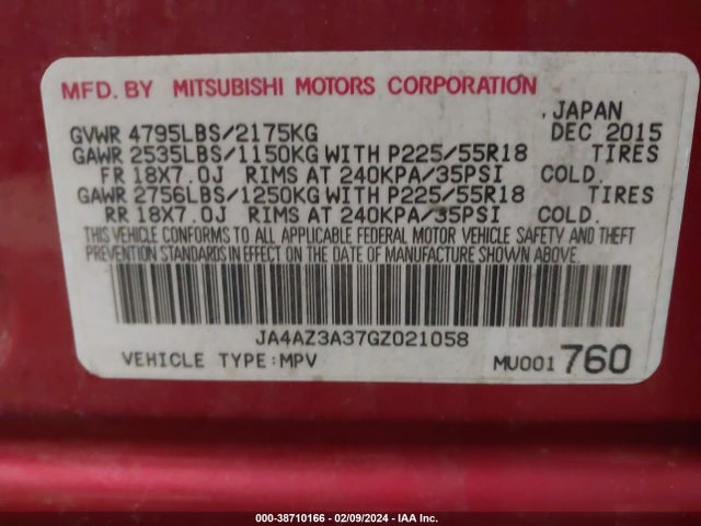 Mitsubishi Outlander Sel 2016 JA4AZ3A37GZ021058 Image 9