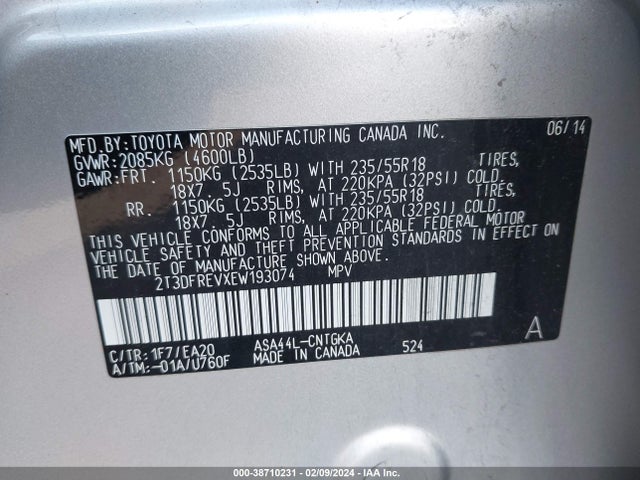 Toyota Rav4 Limited 2014 2T3DFREVXEW193074 Image 9