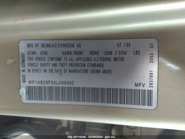 2004 PORSCHE CAYENNE WP1AB29P34LA68662 Photo 8