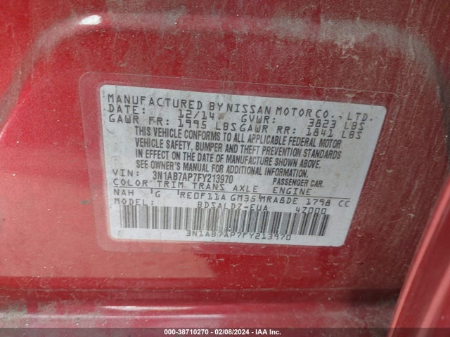 2015 NISSAN SENTRA FE+ S/S/SL/SR/SV VIN: 3N1AB7AP7FY213970