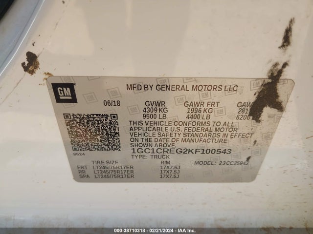 Chevrolet Silverado 2500hd Wt 2019 1GC1CREG2KF100543 Image 9