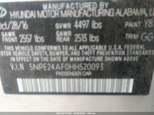 Hyundai Sonata 2017 5NPE24AF0HH520093 Image 9