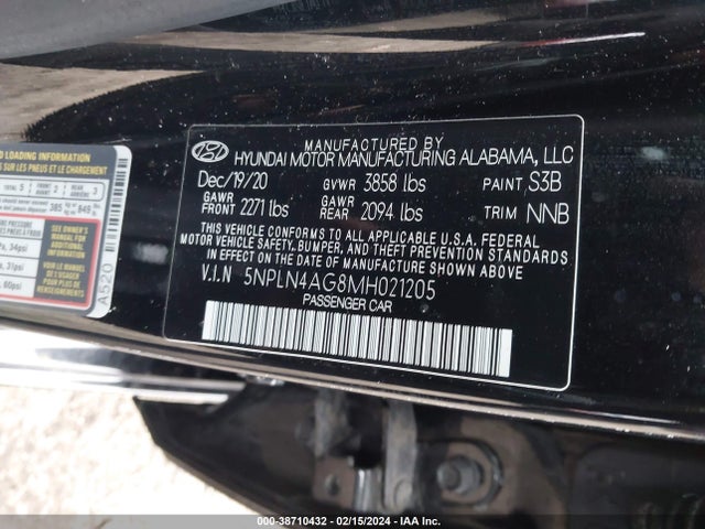 Hyundai ELANTRA SEL 2021 5NPLN4AG8MH021205 Image 9
