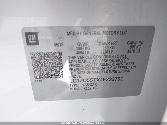 Chevrolet MALIBU LT 2018 1G1ZD5STXJF233701 Image 9