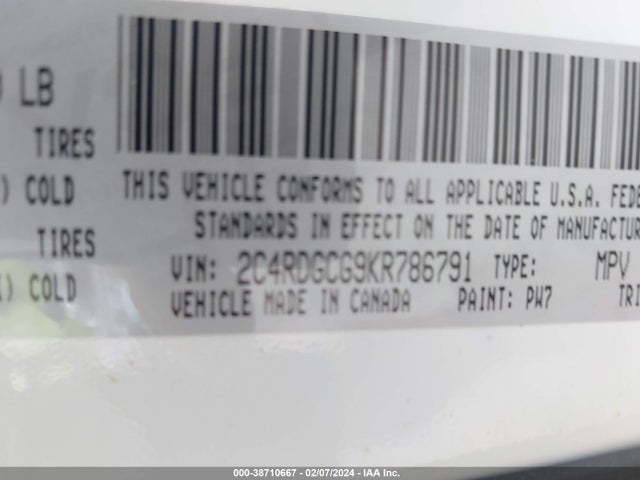 Dodge Grand Caravan Sxt 2019 2C4RDGCG9KR786791 Image 9