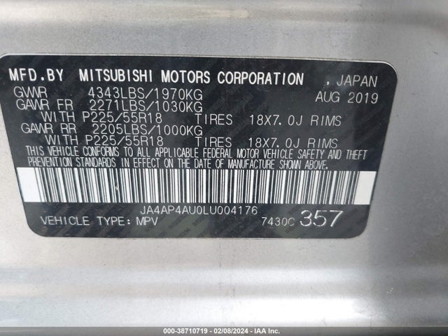 JA4AP4AU0LU004176 Mitsubishi Outlander Sport 2.0 Se