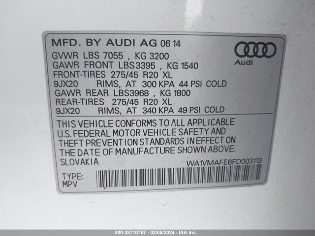 WA1VMAFE6FD003113 Audi Q7 3.0 Tdi Premium