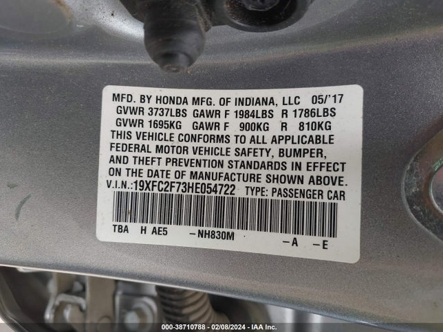 Honda CIVIC EX 2017 19XFC2F73HE054722 Image 9