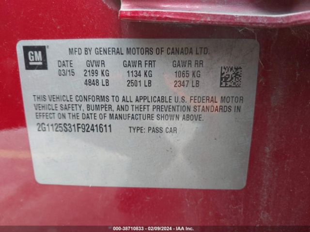 2G1125S31F9241611 Chevrolet Impala 2lt