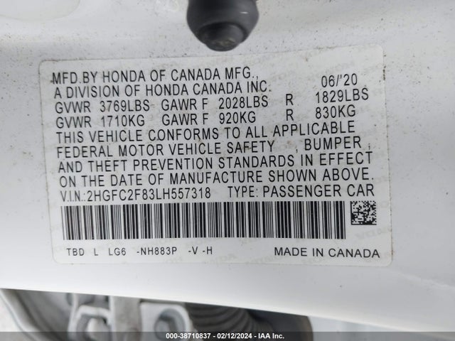 Honda Civic Sport 2020 2HGFC2F83LH557318 Image 9