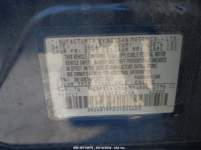 Nissan SENTRA SV 2018 3N1AB7AP2JY211603 Image 9
