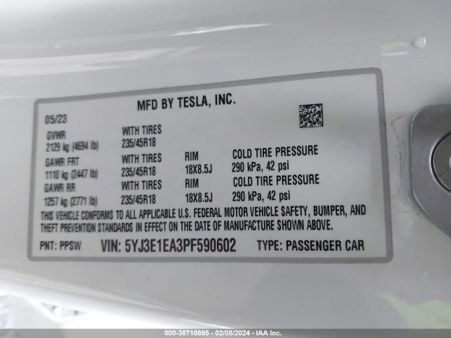 Tesla Model 3 Rear-wheel Drive 2023 5YJ3E1EA3PF590602 Image 9