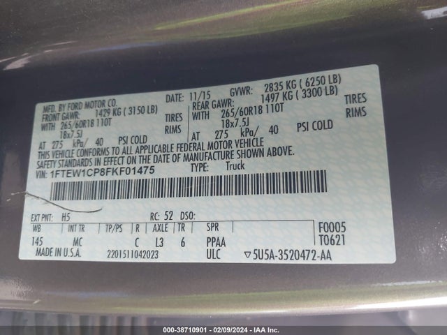 Ford F-150 Xlt 2015 1FTEW1CP8FKF01475 Image 9