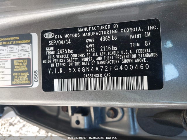 KIA OPTIMA EX 2015 5XXGN4A72FG400460 Image 9