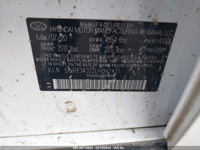 Hyundai Sonata Sel Plus 2020 5NPEJ4J22LH047421 Image 9