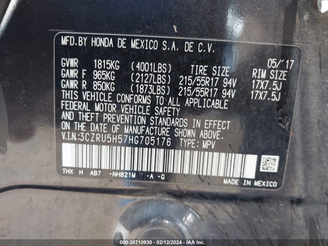 Honda HR-V EX 2017 3CZRU5H57HG705176 Image 9