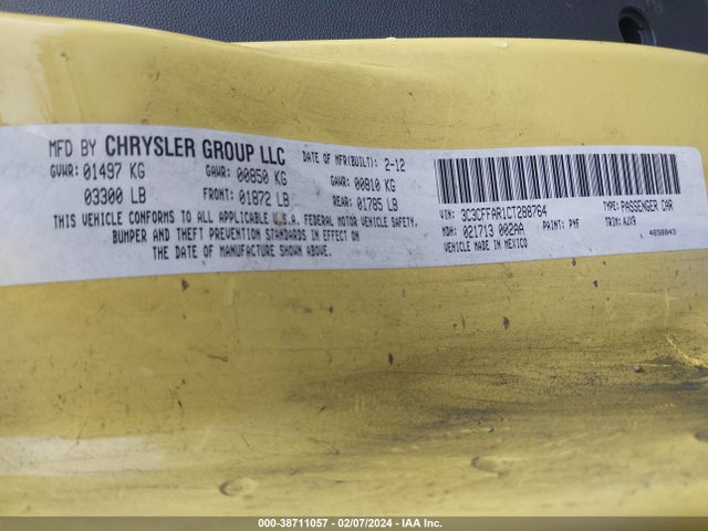 2012 FIAT 500 3C3CFFAR1CT288764 Photo 8