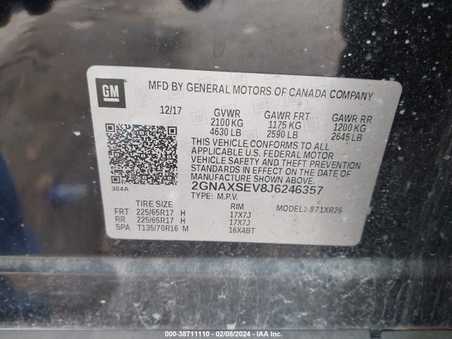 Chevrolet EQUINOX LT 2018 2GNAXSEV8J6246357 Image 9