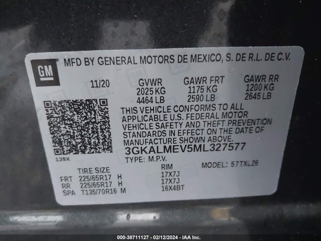 3GKALMEV5ML327577 GMC Terrain Fwd Sle