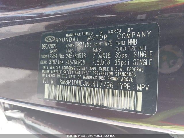 Hyundai Palisade Se 2022 KM8R1DHE3NU417796 Image 9