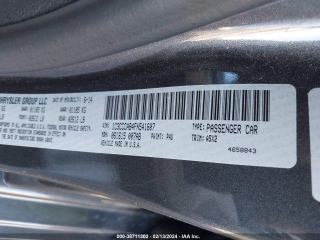 Aukcja sprzedaży 2015 Chrysler 200 Limited, vin: 1C3CCCAB4FN541607, numer aukcji: 38711302