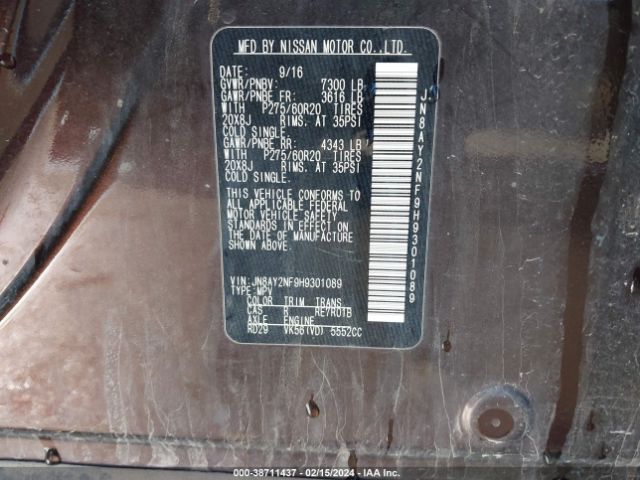 JN8AY2NF9H9301089 Nissan Armada Platinum