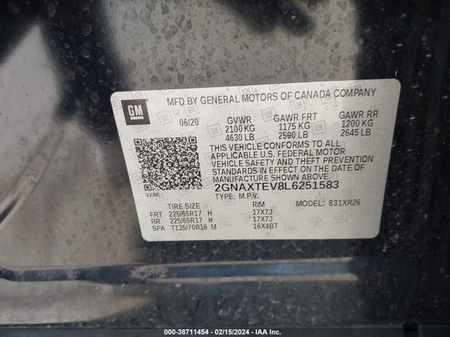 Chevrolet Equinox Awd 2fl 2020 2GNAXTEV8L6251583 Image 9